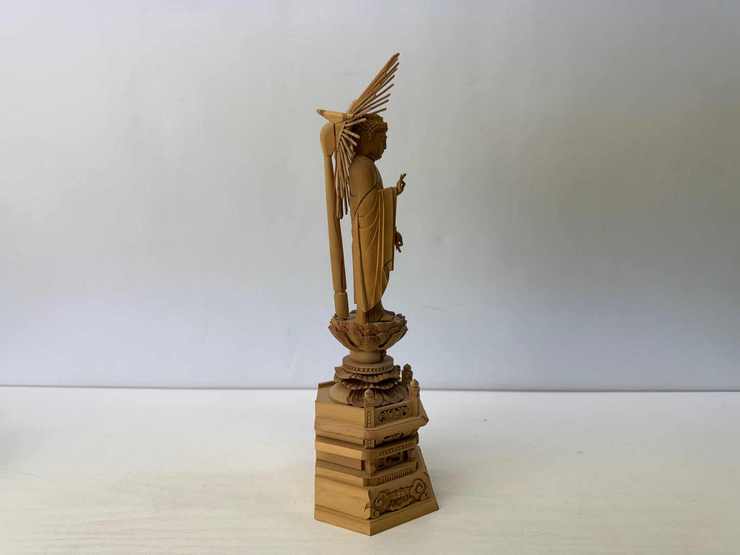 Y9626 STATUE standing Amida Buddha figure figurine Japan antique Buddhist art