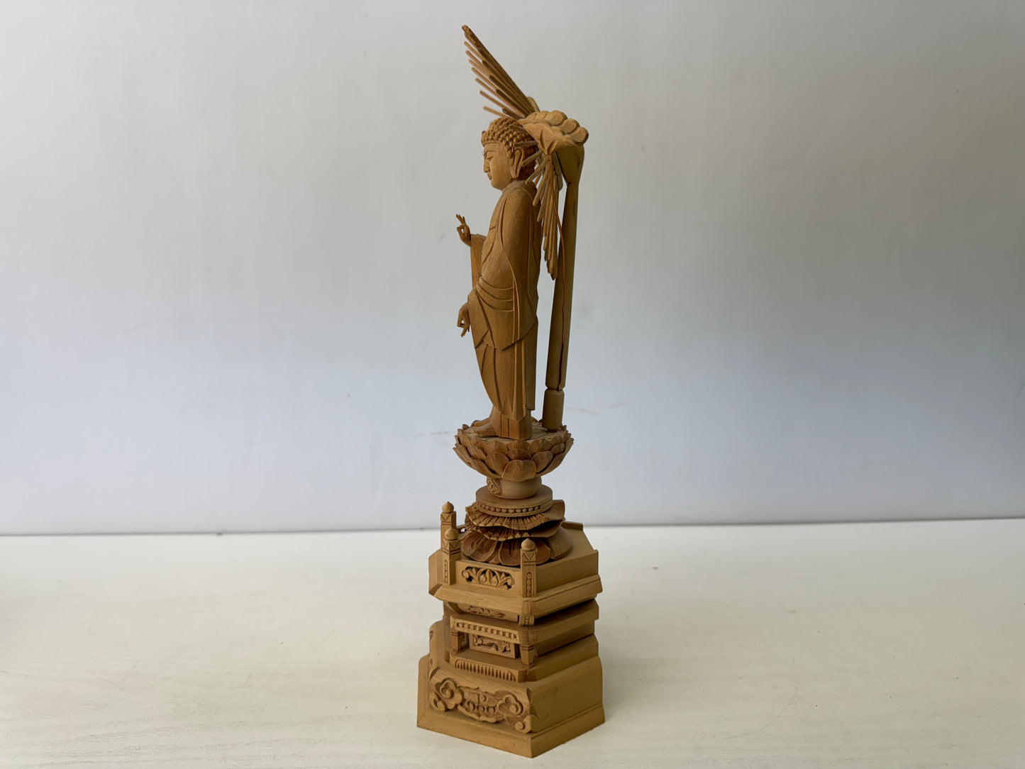 Y9626 STATUE standing Amida Buddha figure figurine Japan antique Buddhist art