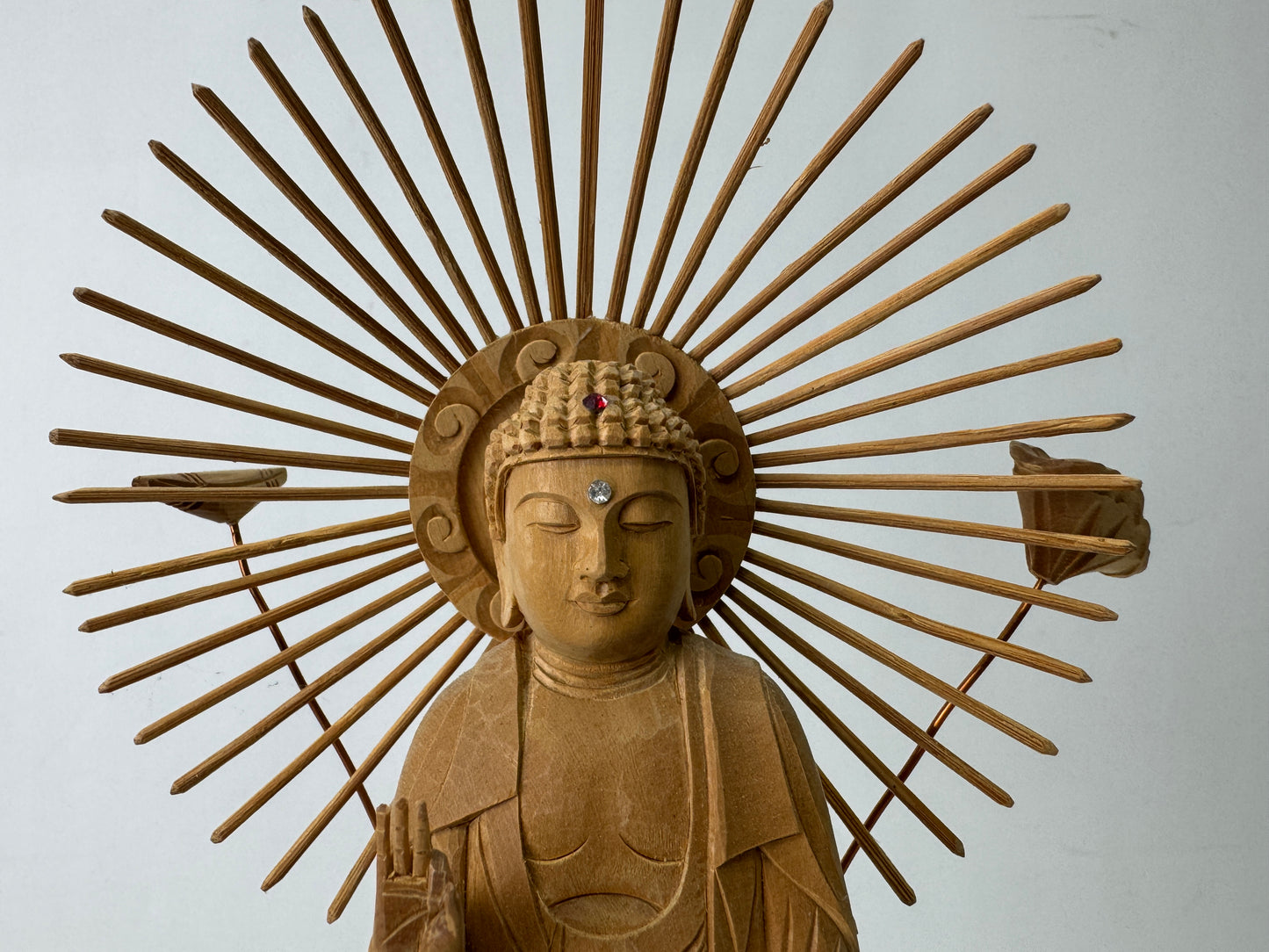 Y9626 STATUE standing Amida Buddha figure figurine Japan antique Buddhist art