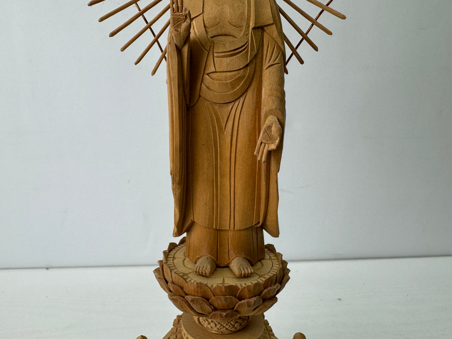 Y9626 STATUE standing Amida Buddha figure figurine Japan antique Buddhist art