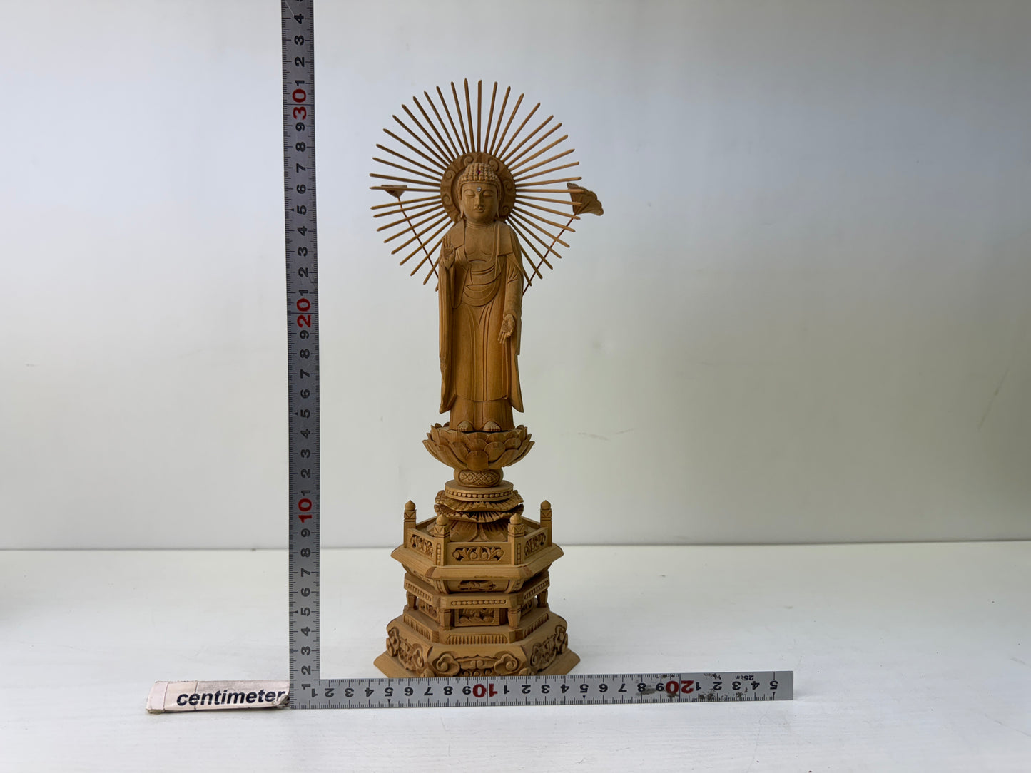 Y9626 STATUE standing Amida Buddha figure figurine Japan antique Buddhist art