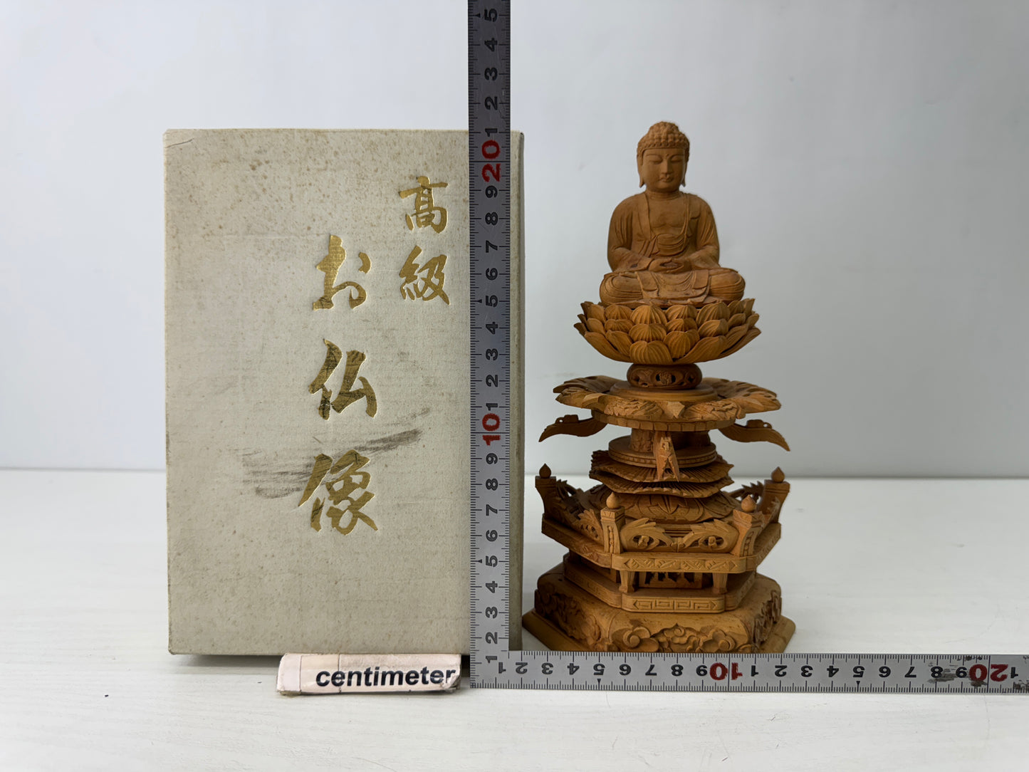 Y9628 STATUE Buddha Buddhist figure figurine box Japan antique Buddhism art
