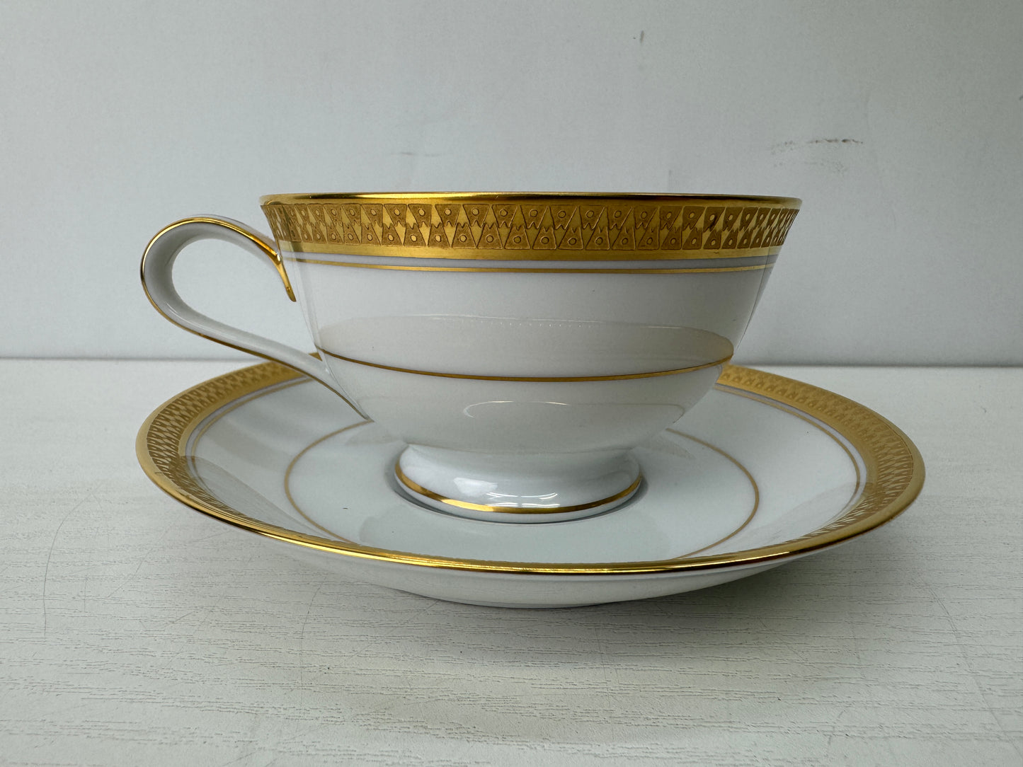 Y9637 CHAWAN NORITAKE Gold-leaf Cup Saucer set of 6 box Japan antique tableware