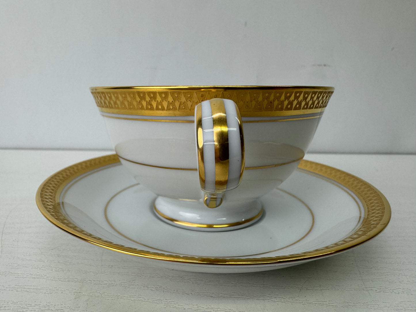 Y9637 CHAWAN NORITAKE Gold-leaf Cup Saucer set of 6 box Japan antique tableware