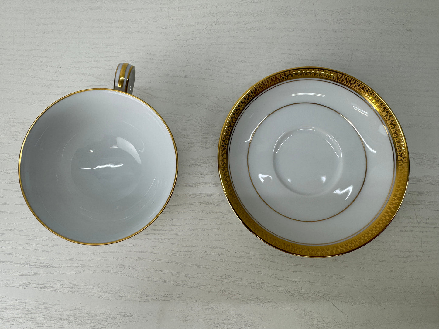 Y9637 CHAWAN NORITAKE Gold-leaf Cup Saucer set of 6 box Japan antique tableware