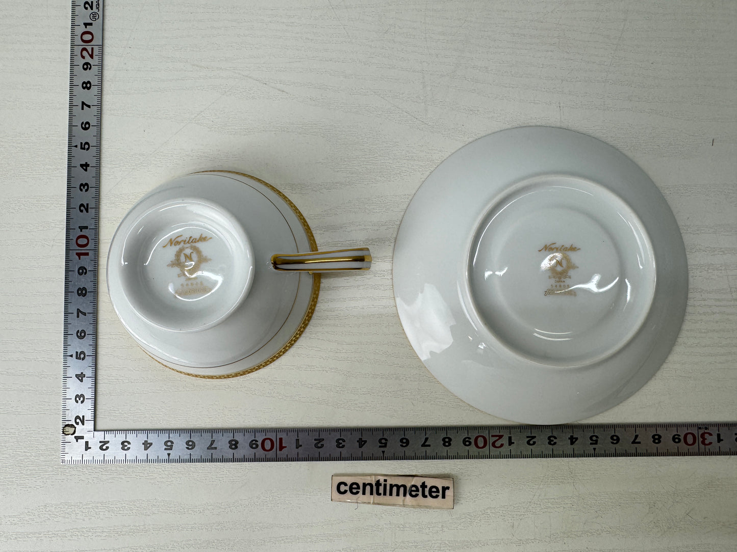Y9637 CHAWAN NORITAKE Gold-leaf Cup Saucer set of 6 box Japan antique tableware