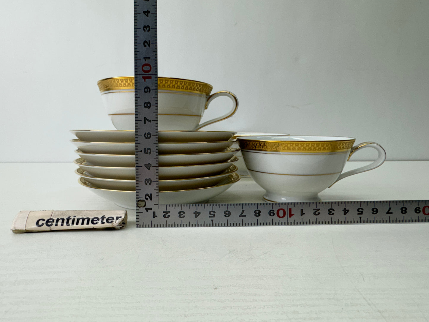 Y9637 CHAWAN NORITAKE Gold-leaf Cup Saucer set of 6 box Japan antique tableware