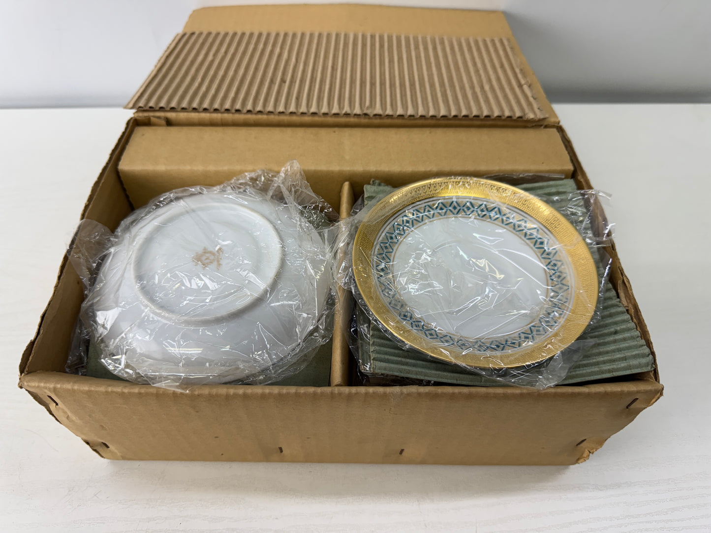 Y9638 CHAWAN NORITAKE Gold-leaf Cup Saucer set of 6 box Japan antique tableware