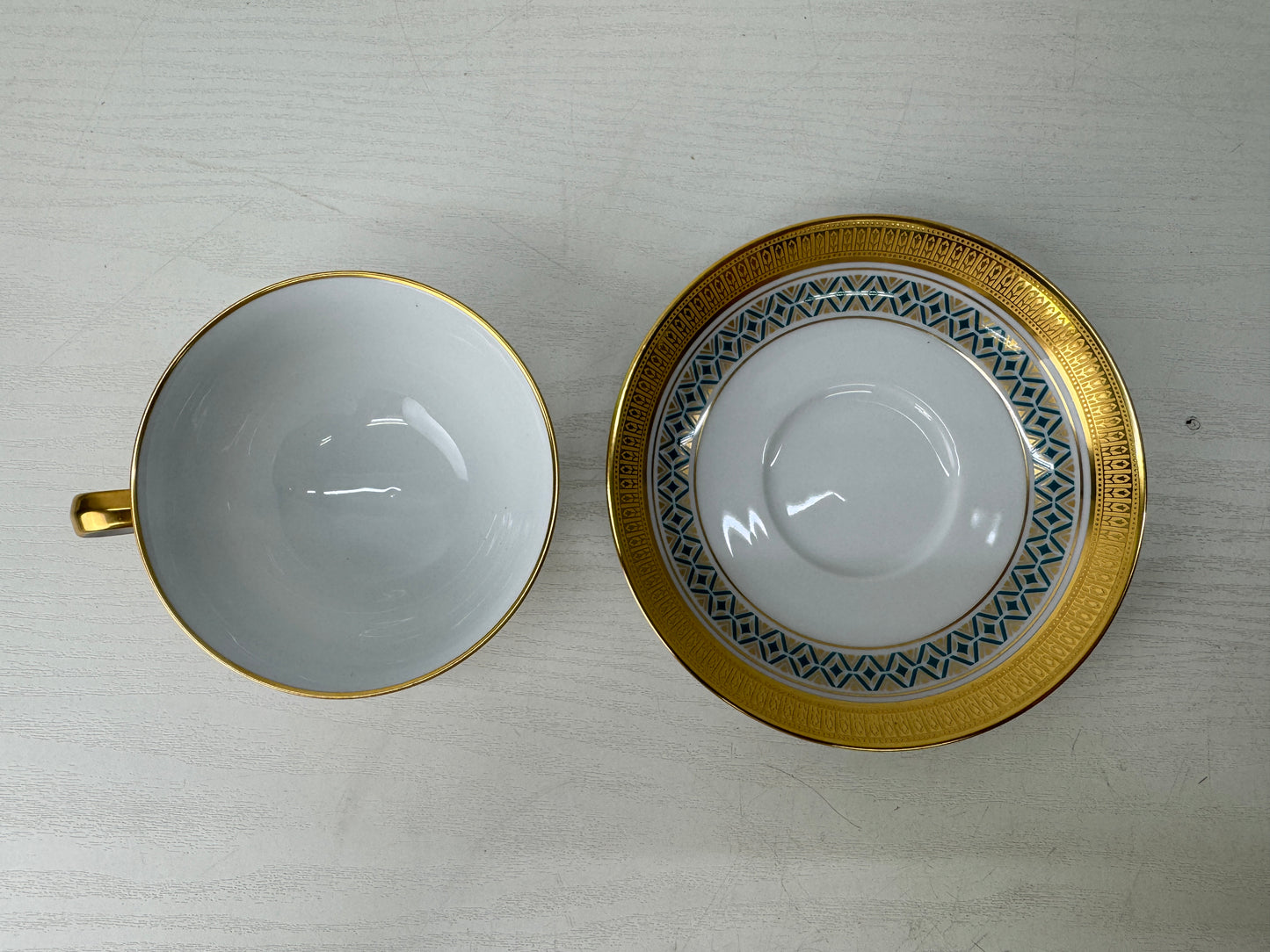 Y9638 CHAWAN NORITAKE Gold-leaf Cup Saucer set of 6 box Japan antique tableware