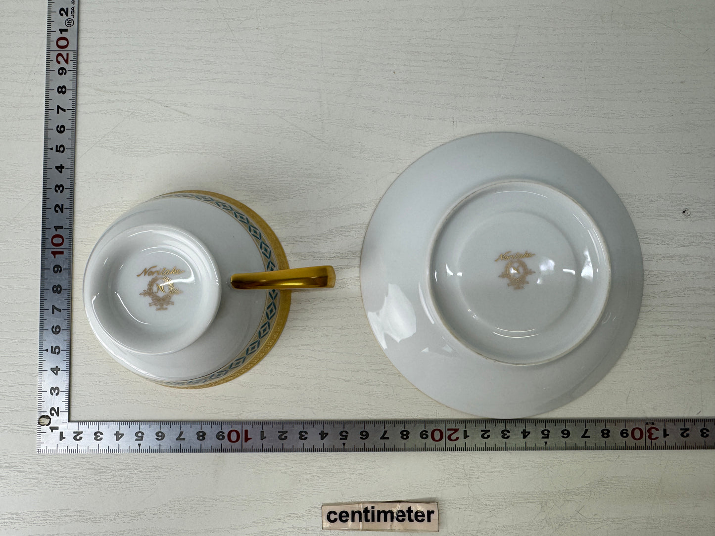Y9638 CHAWAN NORITAKE Gold-leaf Cup Saucer set of 6 box Japan antique tableware