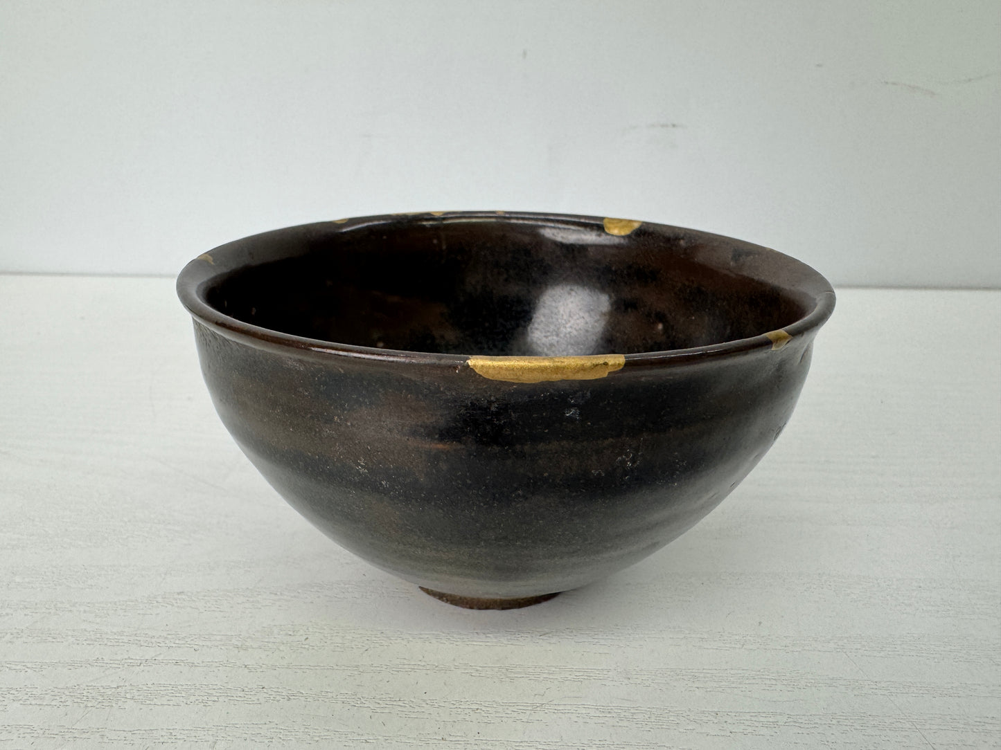 Y9640 CHAWAN Seto-ware Tenmoku bowl kintsugi Japan antique tea ceremony pottery