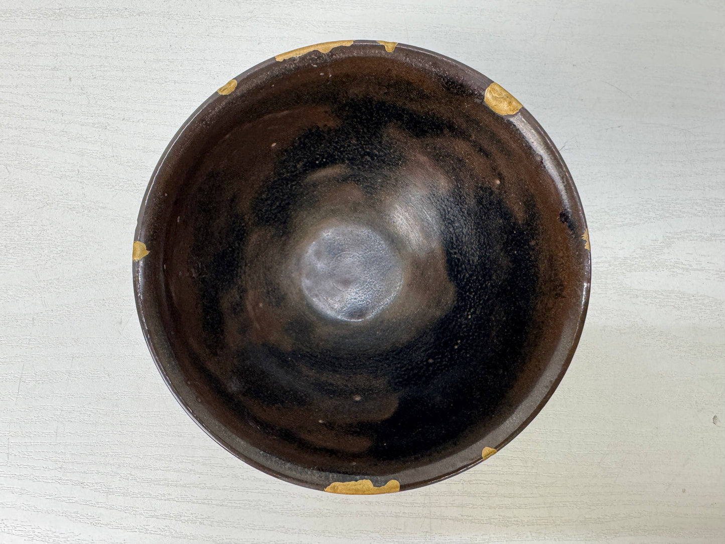 Y9640 CHAWAN Seto-ware Tenmoku bowl kintsugi Japan antique tea ceremony pottery