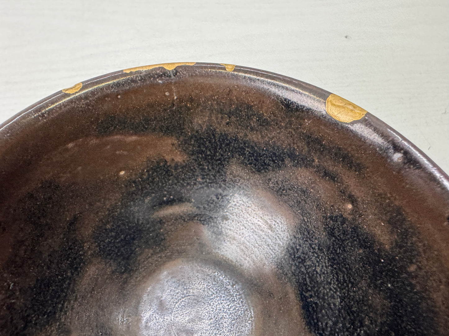 Y9640 CHAWAN Seto-ware Tenmoku bowl kintsugi Japan antique tea ceremony pottery