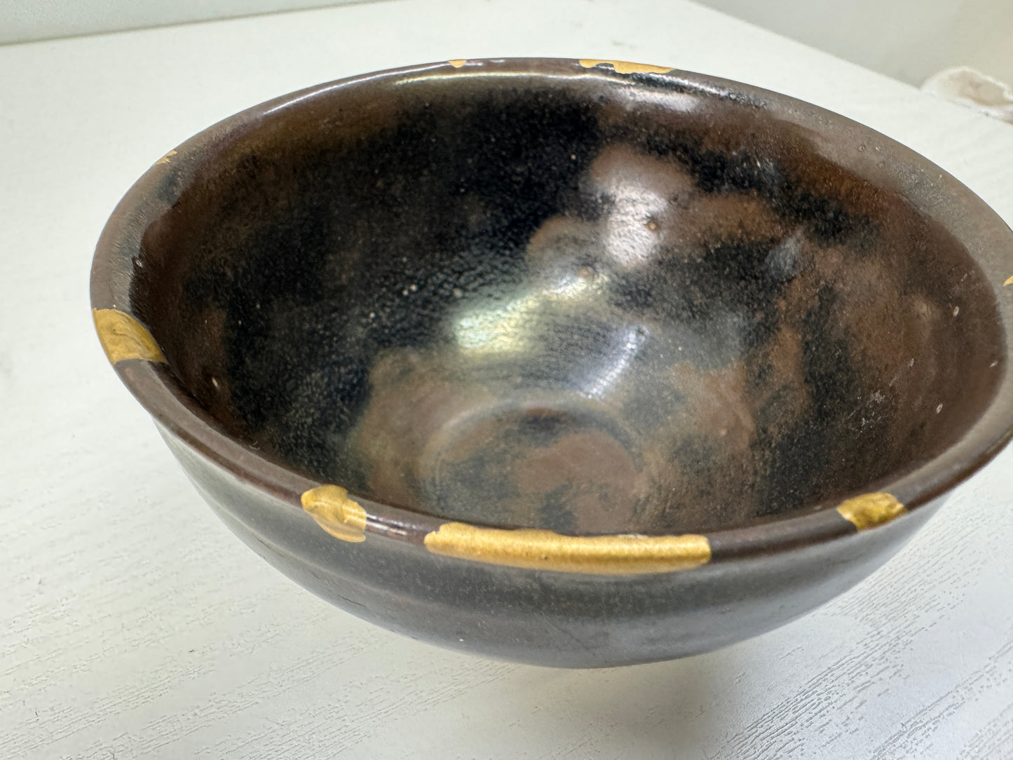 Y9640 CHAWAN Seto-ware Tenmoku bowl kintsugi Japan antique tea ceremony pottery