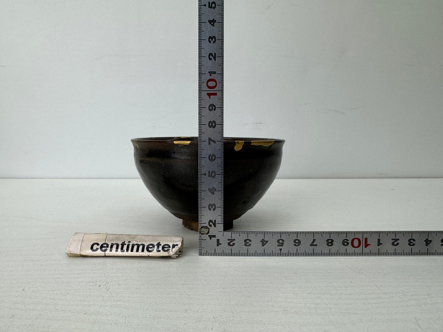 Y9640 CHAWAN Seto-ware Tenmoku bowl kintsugi Japan antique tea ceremony pottery