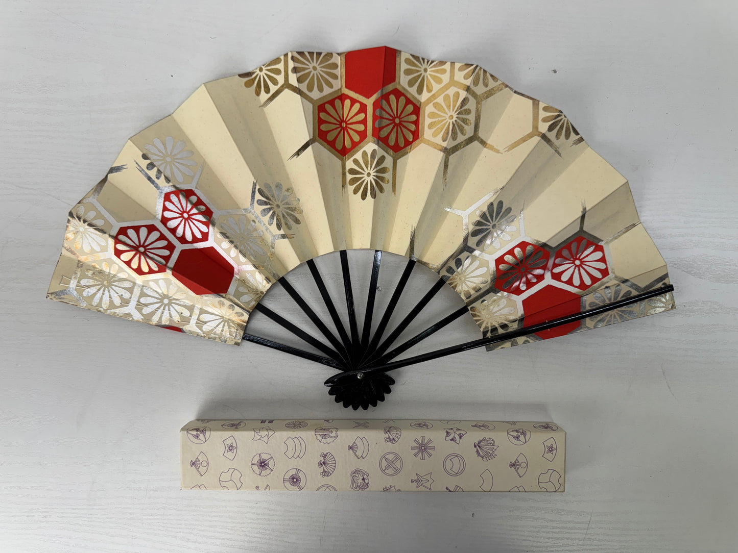 Y9652 SENSU Kyosendo Dancer's Folding Fan box Japan antique traditional kimono