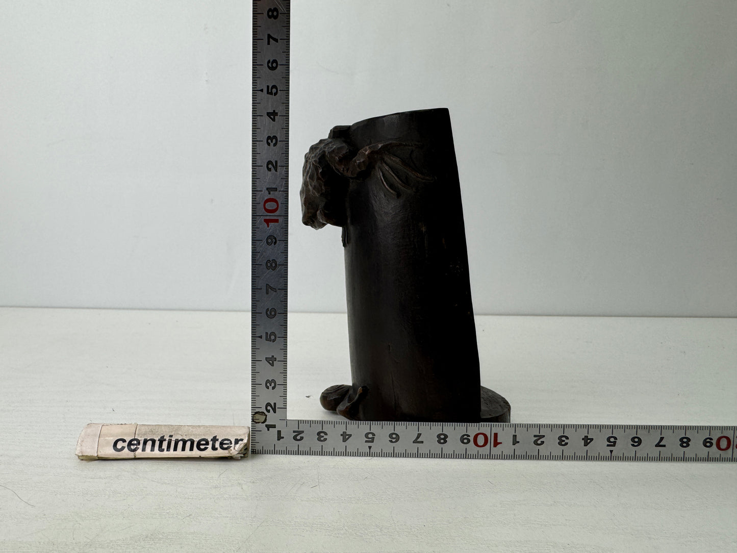 Y9655 OKIMONO wood carving Tile Frog Snail figurine Japan antique interior decor