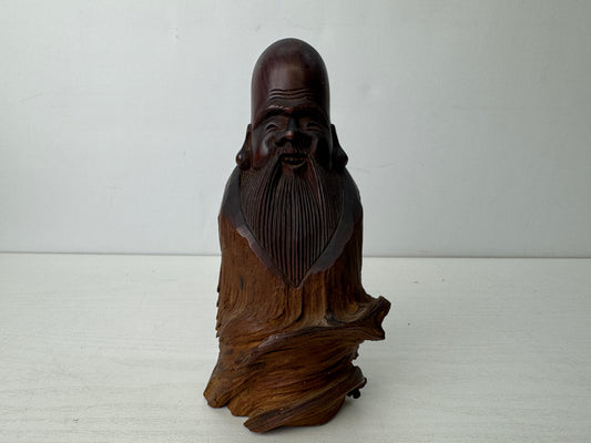Y9656 STATUE natural wood carving Hermit figure figurine Japan antique interior