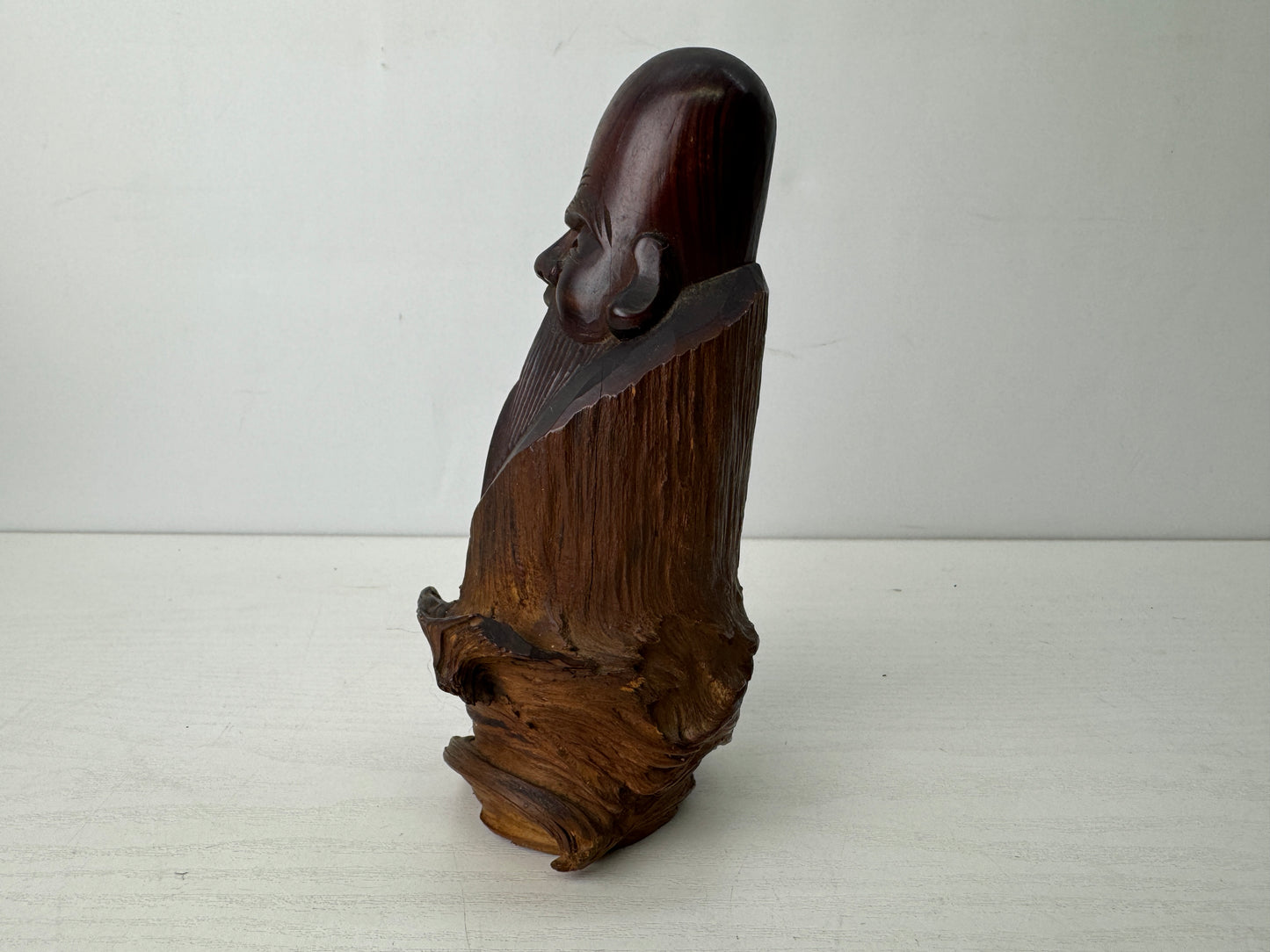 Y9656 STATUE natural wood carving Hermit figure figurine Japan antique interior
