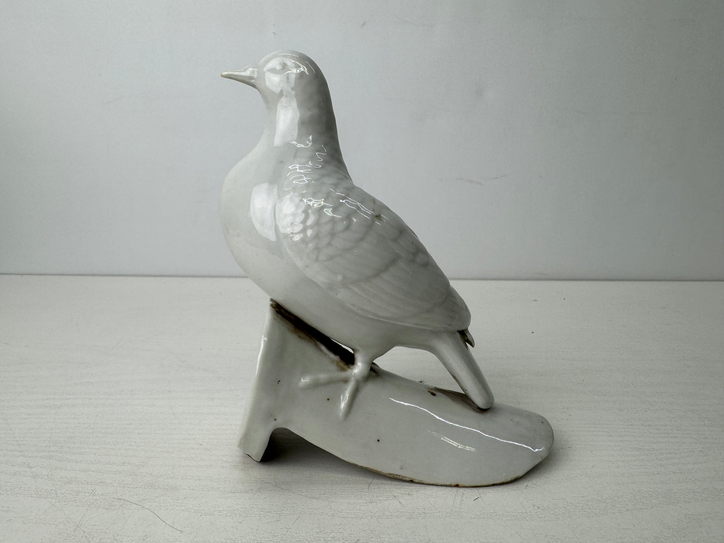 Y9657 OKIMONO Hirado-ware white porcelain Tile Bird figurine Japan antique decor
