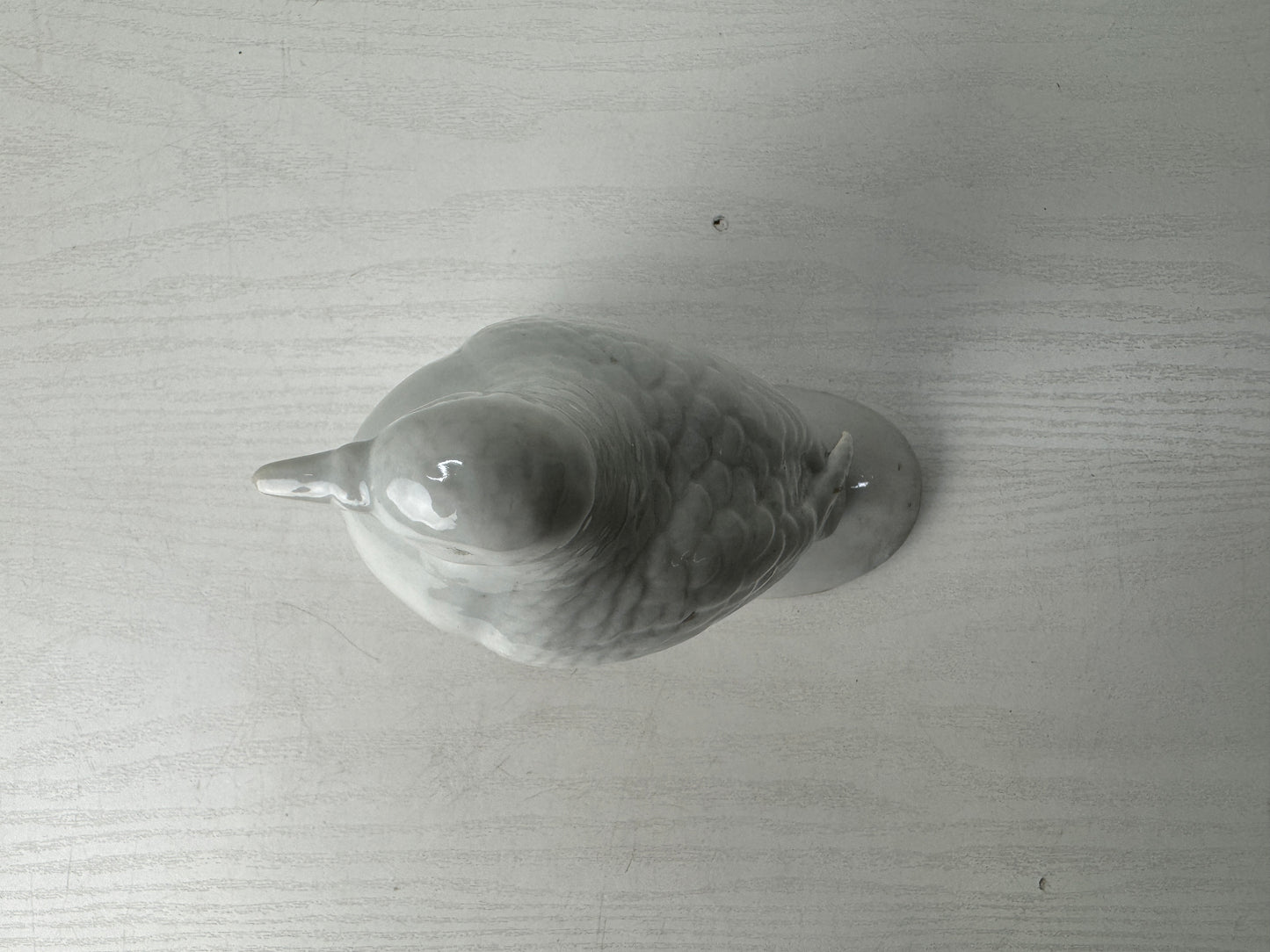 Y9657 OKIMONO Hirado-ware white porcelain Tile Bird figurine Japan antique decor