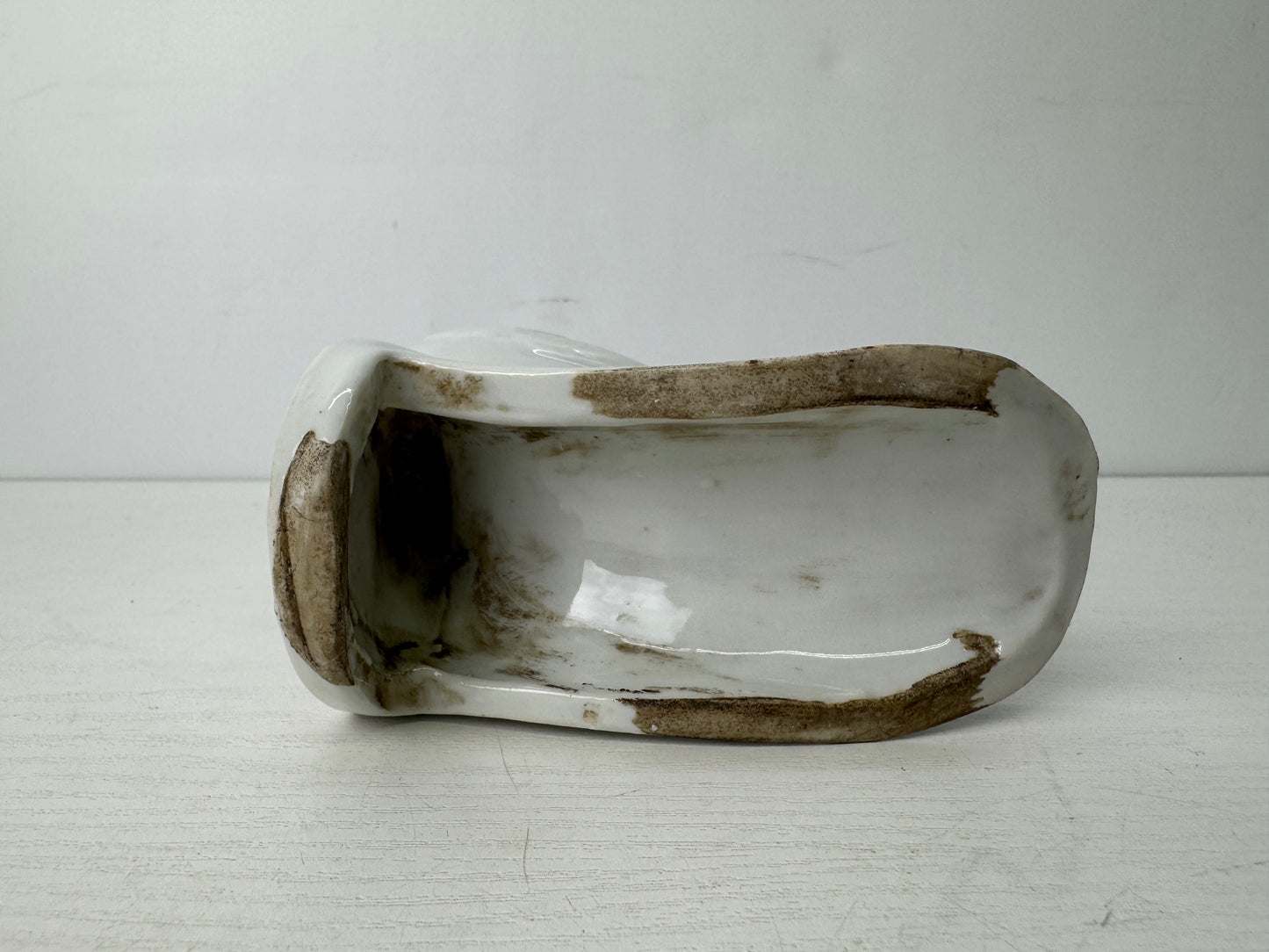 Y9657 OKIMONO Hirado-ware white porcelain Tile Bird figurine Japan antique decor