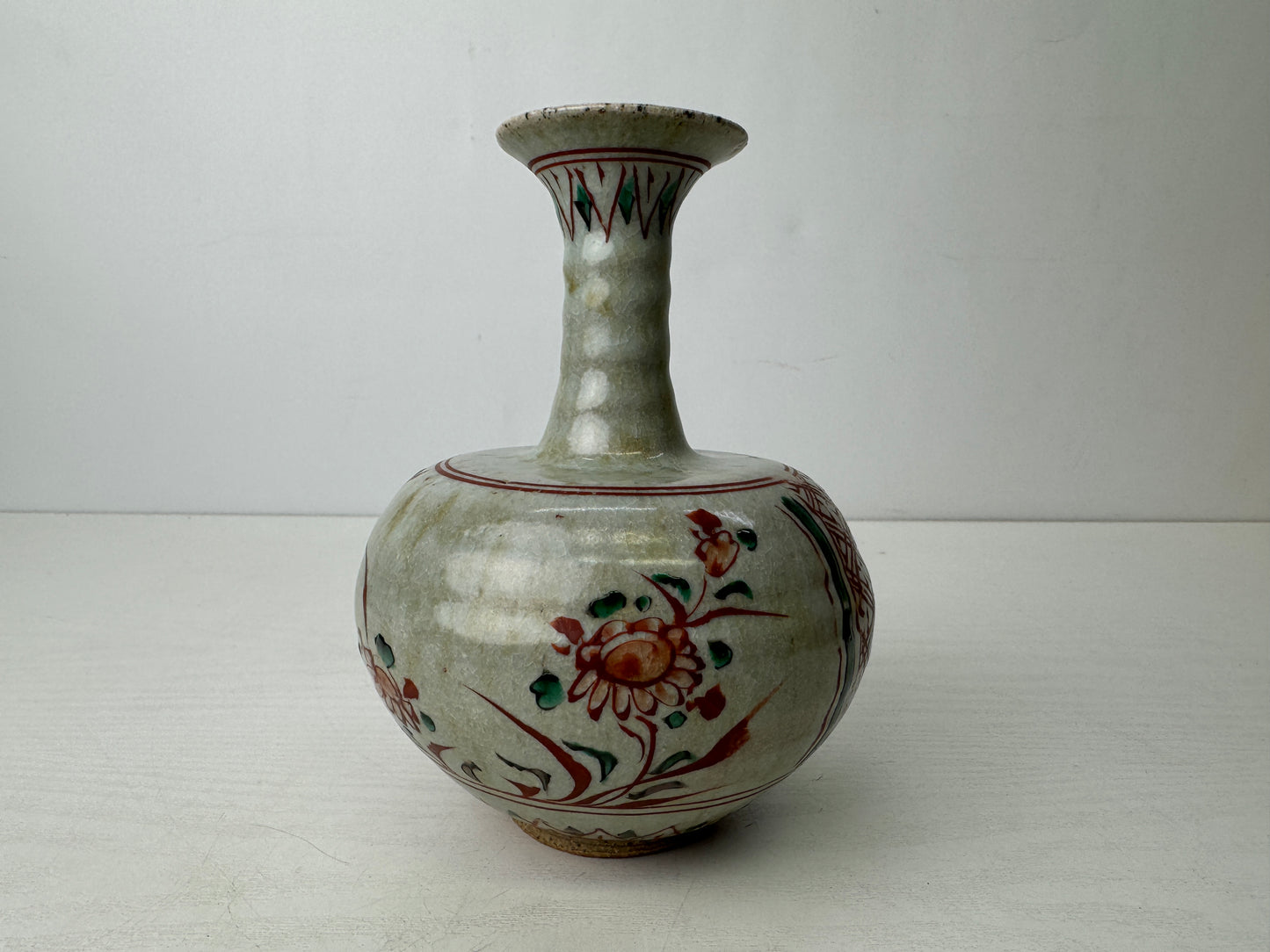 Y9660 FLOWER VASE Shibukusa-ware signed box Japan antique floral arrangement