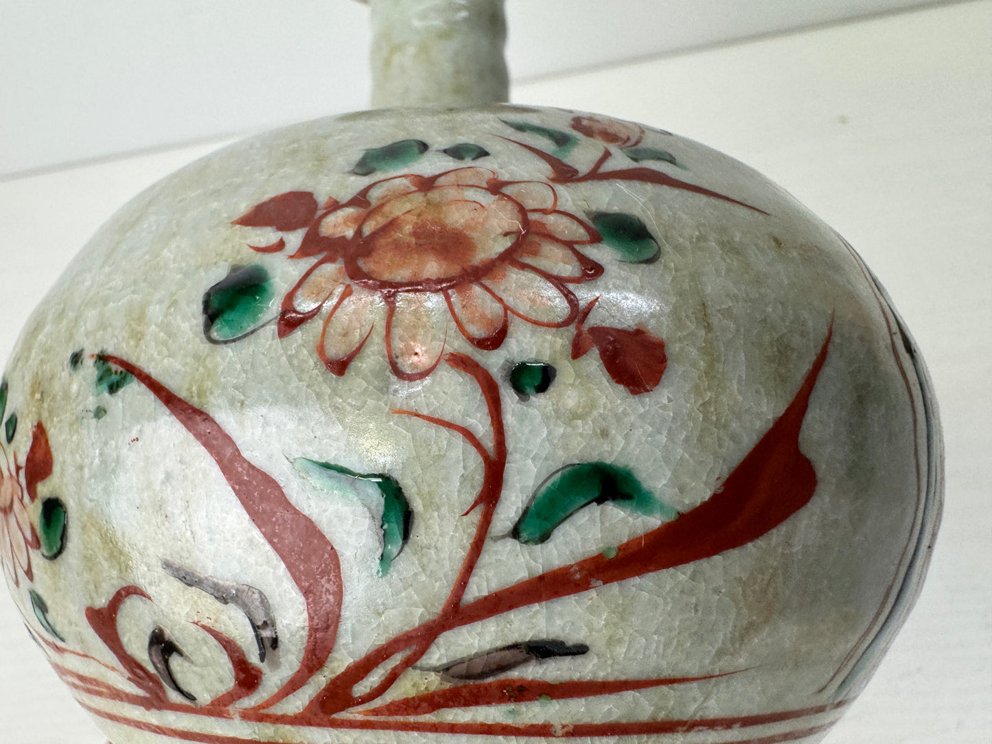 Y9660 FLOWER VASE Shibukusa-ware signed box Japan antique floral arrangement