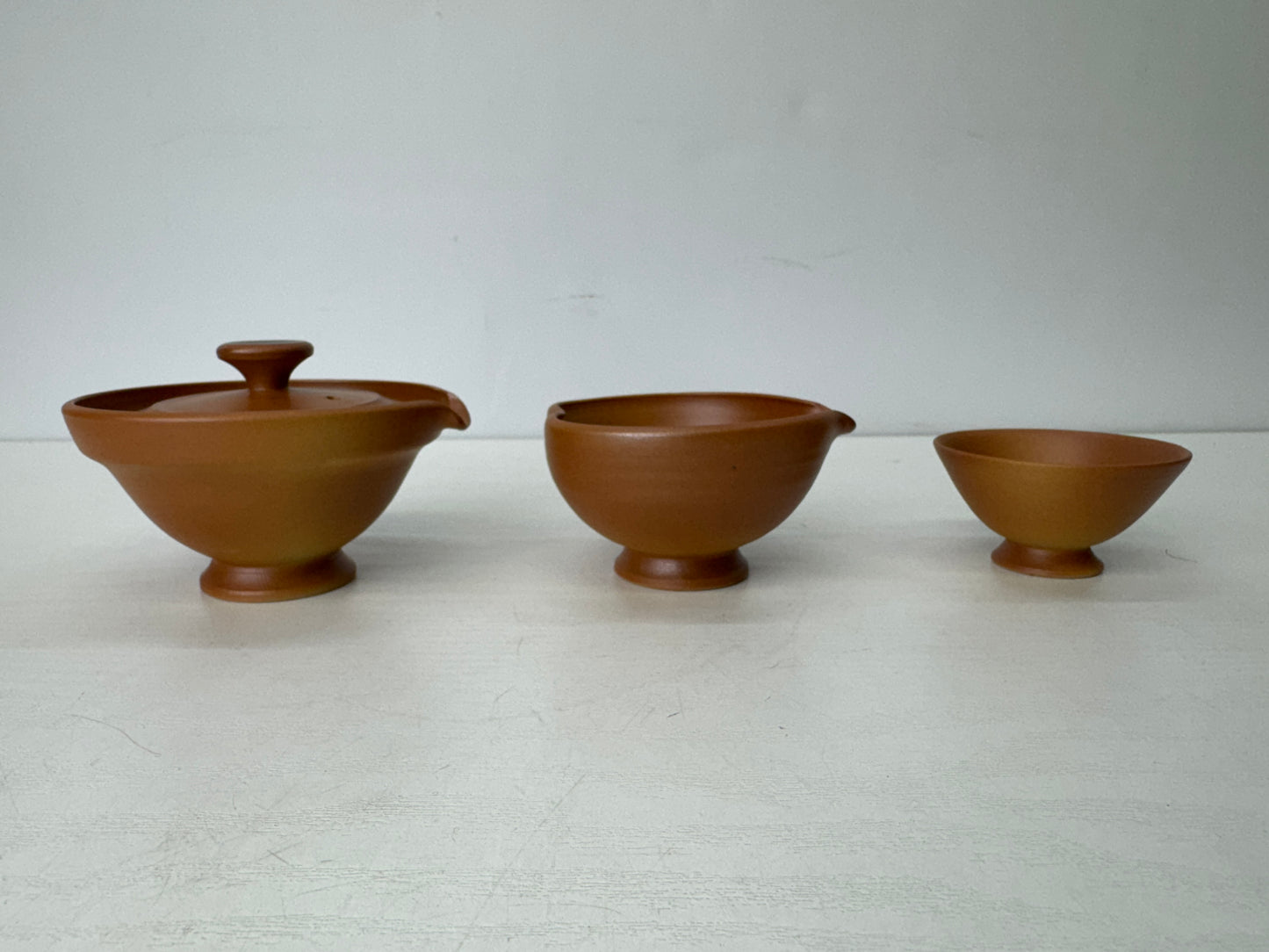 Y9662 CHAWAN Shigaraki-ware teapot pot cup set signed box Japan antique Sencha