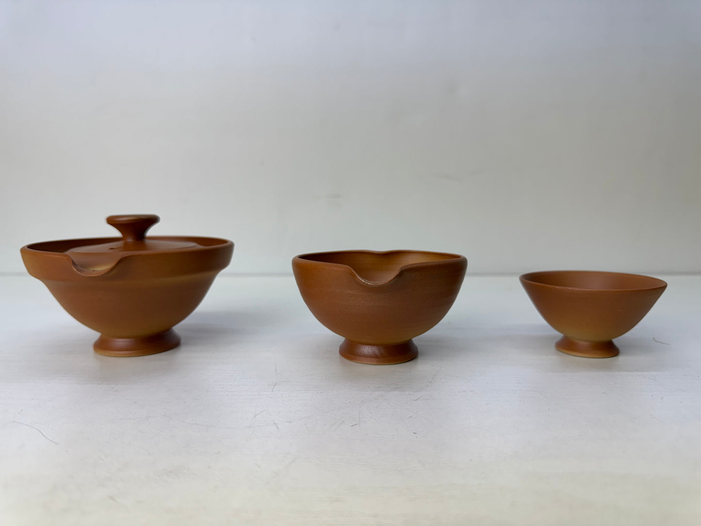 Y9662 CHAWAN Shigaraki-ware teapot pot cup set signed box Japan antique Sencha