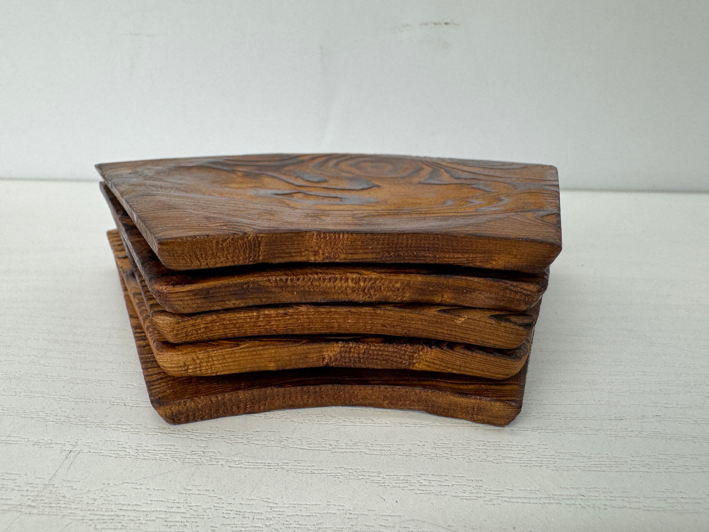 Y9664 DISH Yakusugi cedar Serving plate set of 5 box Japan antique tabelware