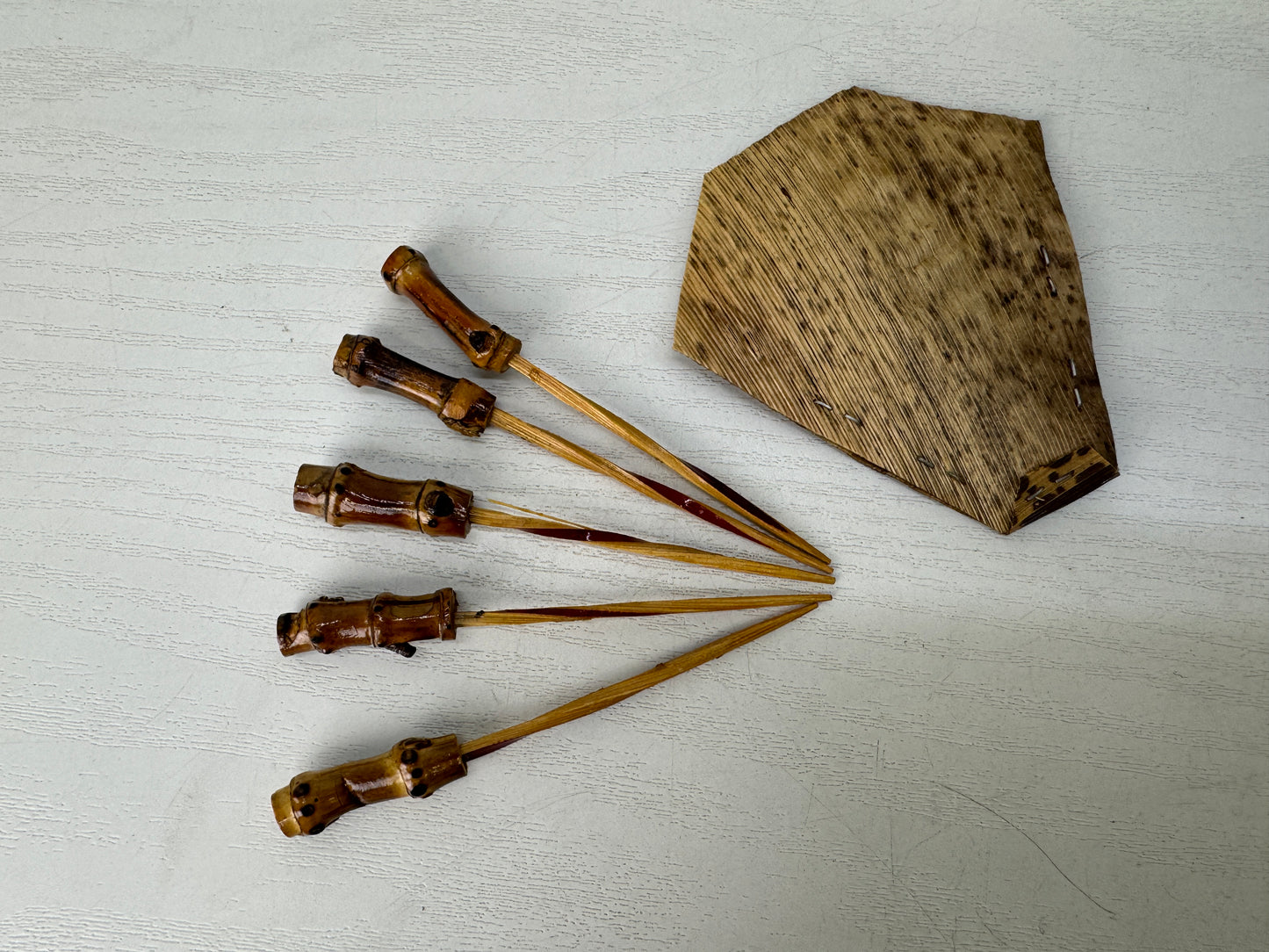 Y9664 DISH Yakusugi cedar Serving plate set of 5 box Japan antique tabelware