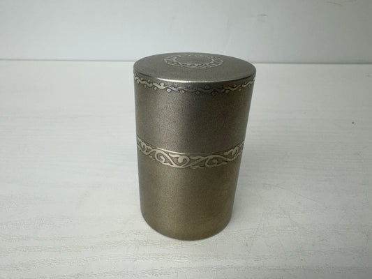 Y9665 TEA CADDY Tin container signed Japan antique Tea Ceremony utensils matcha