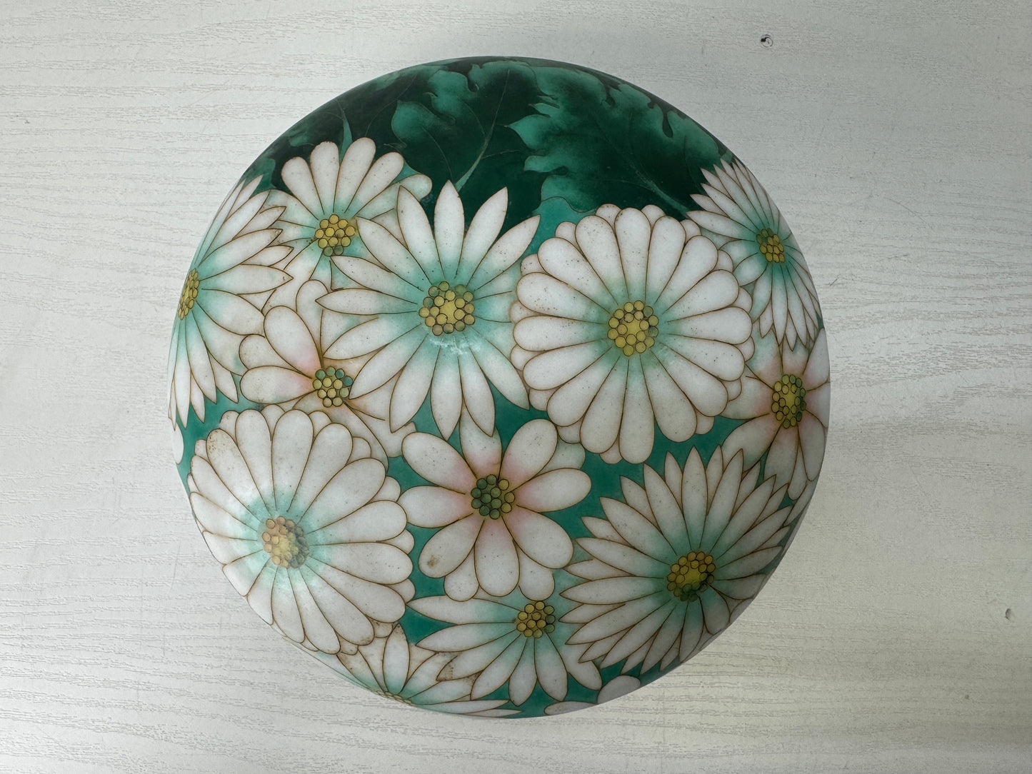 Y9667 CHAWAN Cloisonne lidded container signed floral pattern Japan antique jar