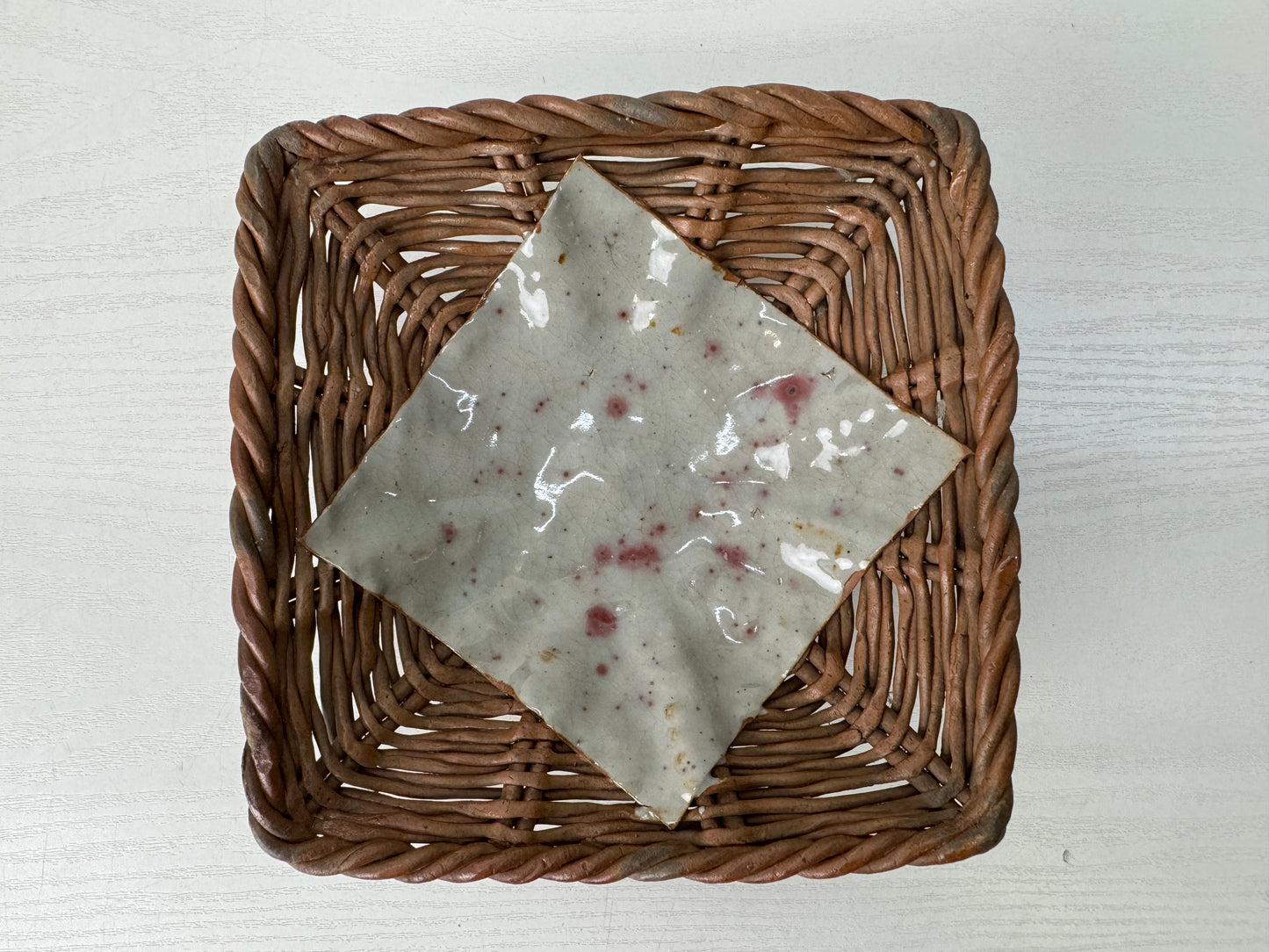 Y9668 DISH Fujimi-ware Amide Plate signed box Japan antique tabelware pottery