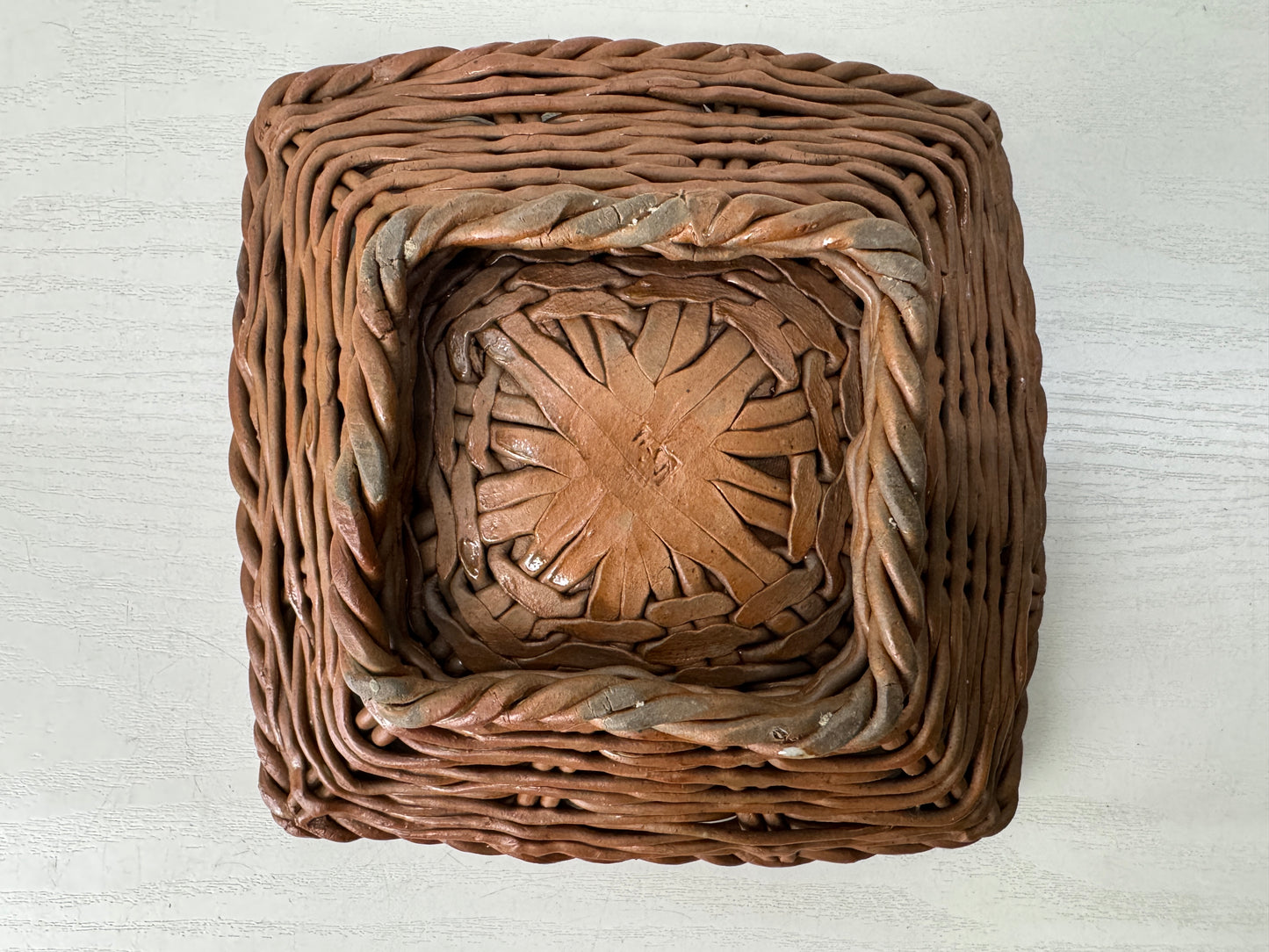 Y9668 DISH Fujimi-ware Amide Plate signed box Japan antique tabelware pottery