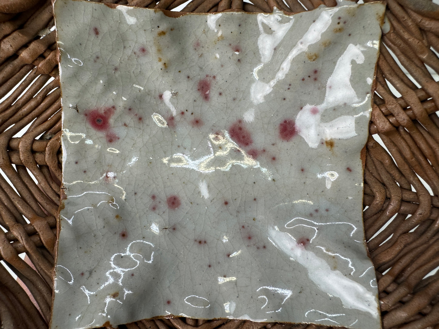 Y9668 DISH Fujimi-ware Amide Plate signed box Japan antique tabelware pottery