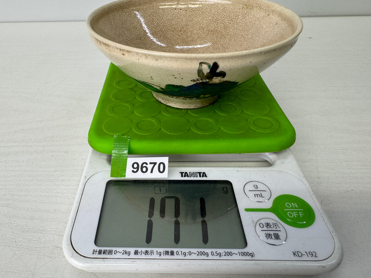 Y9670 CHAWAN Kyo-ware bowl Hyakunin Isshu Japan antique tea ceremony pottery cup