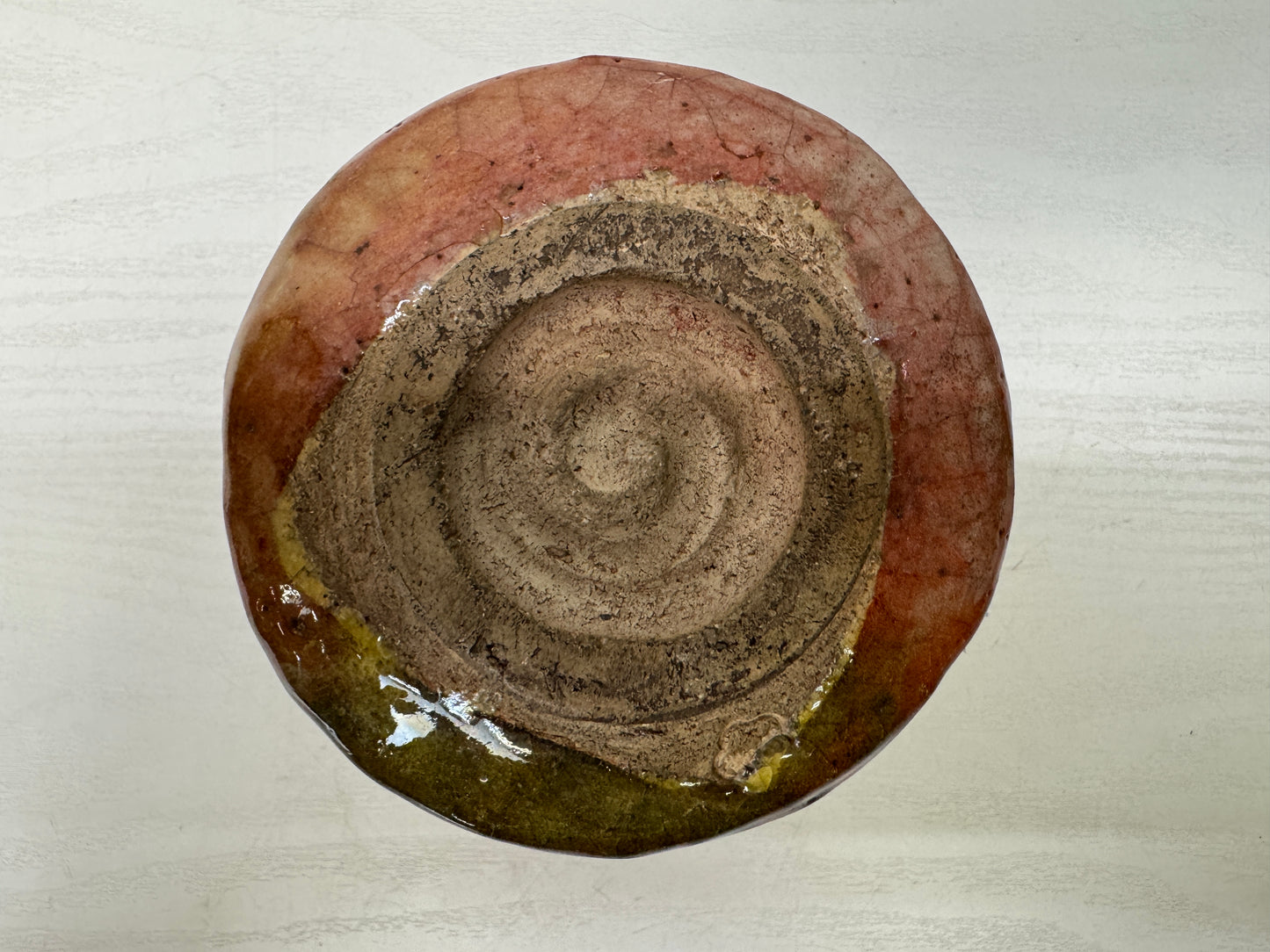 Y9673 CHAWAN Raku-ware red tube bowl signed box Japan antique tea ceremony cup