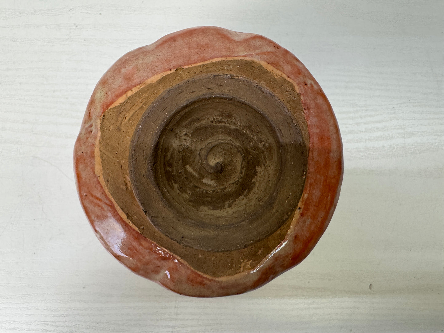 Y9674 CHAWAN Raku-ware red tube bowl signed box Japan antique tea ceremony cup