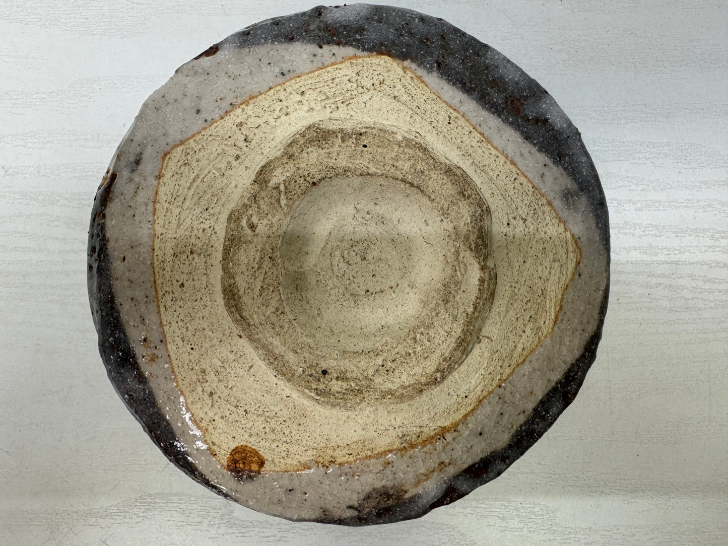 Y9675 CHAWAN Shino-ware bowl signed box Japan antique tea ceremony pottery cup