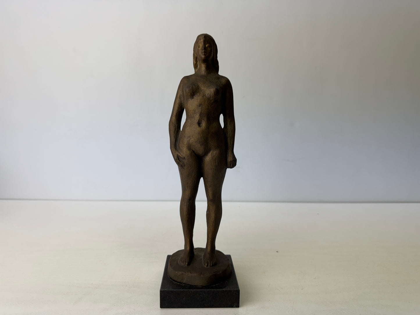 Y9676 STATUE Bronze nude woman figurine signed box Japan antique interior figure