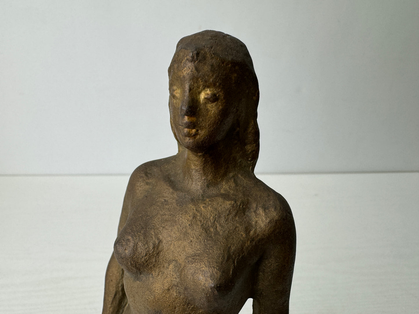 Y9676 STATUE Bronze nude woman figurine signed box Japan antique interior figure