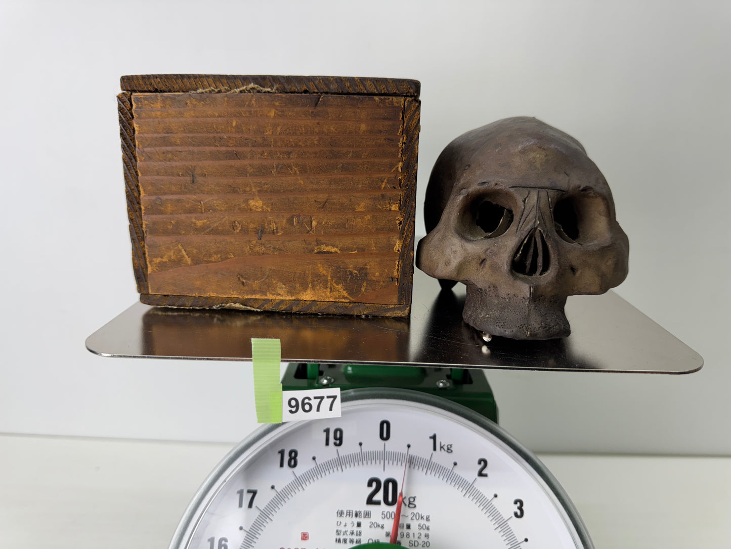 Y9677 OKIMONO Banko-ware Skull ornament figurine figure Japan antique interior