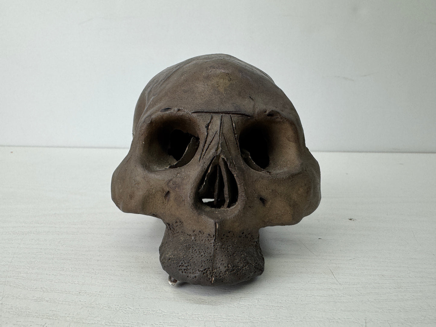 Y9677 OKIMONO Banko-ware Skull ornament figurine figure Japan antique interior