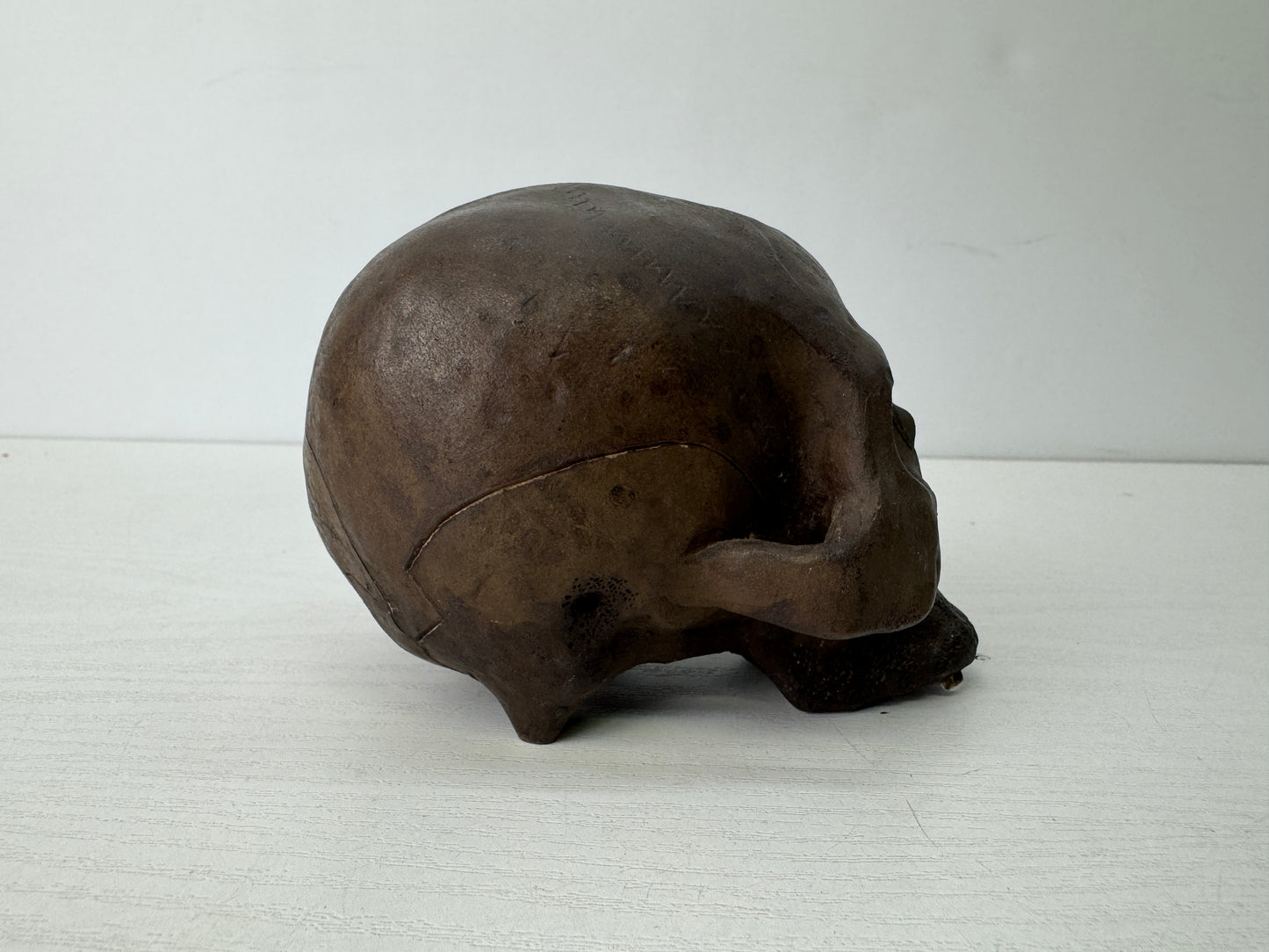 Y9677 OKIMONO Banko-ware Skull ornament figurine figure Japan antique interior