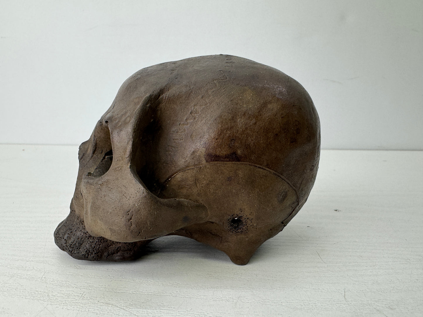 Y9677 OKIMONO Banko-ware Skull ornament figurine figure Japan antique interior