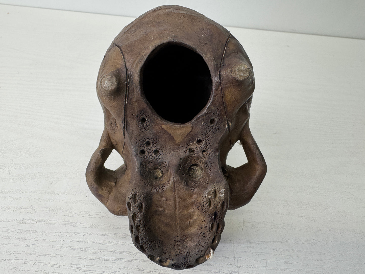 Y9677 OKIMONO Banko-ware Skull ornament figurine figure Japan antique interior