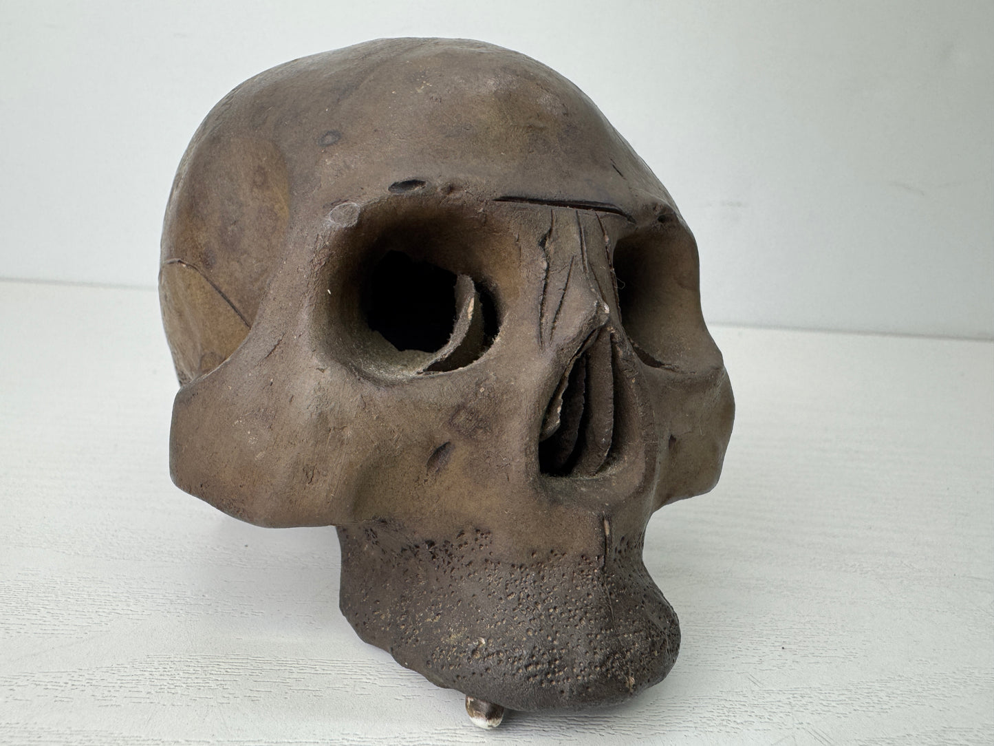 Y9677 OKIMONO Banko-ware Skull ornament figurine figure Japan antique interior