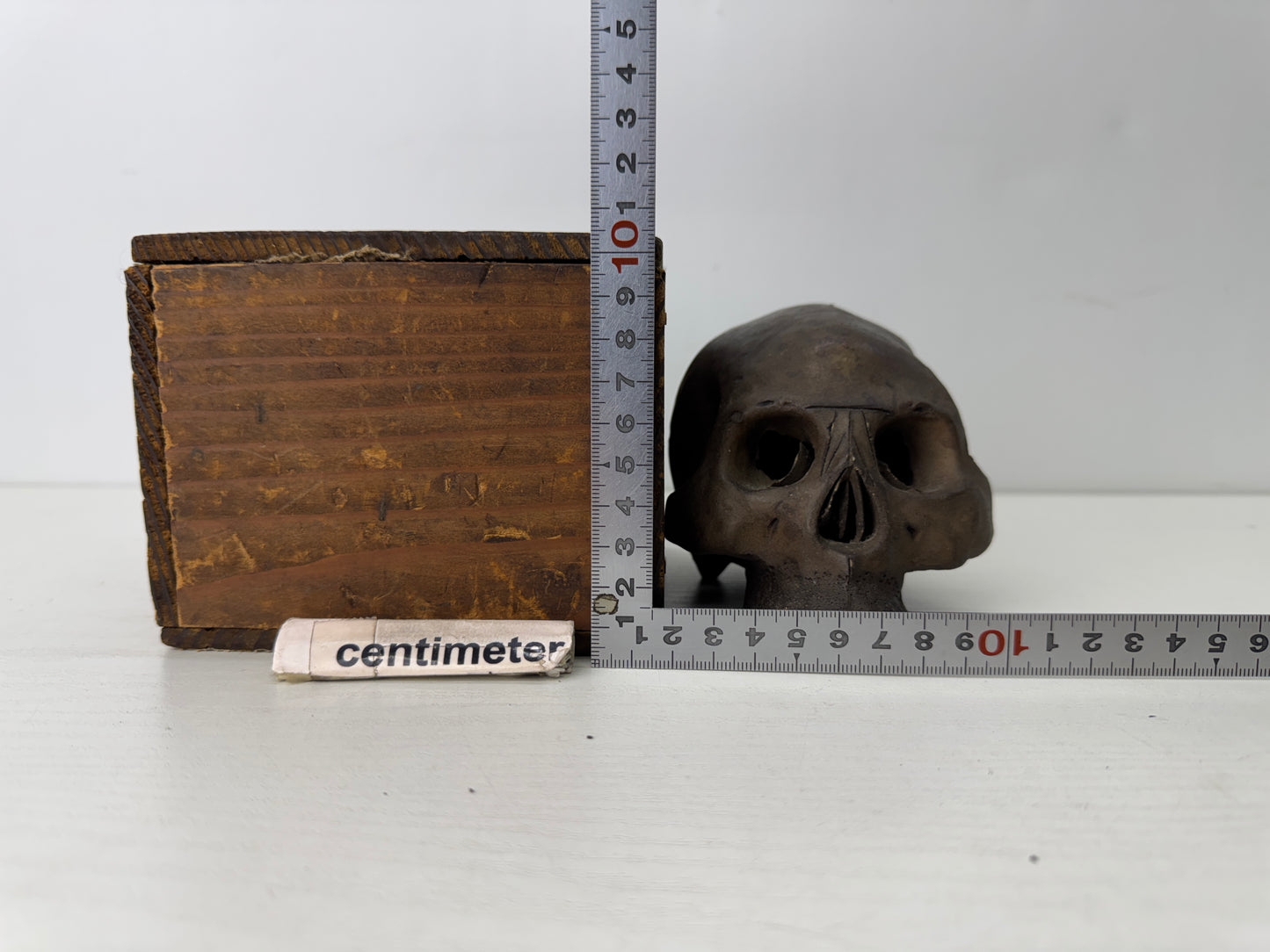 Y9677 OKIMONO Banko-ware Skull ornament figurine figure Japan antique interior